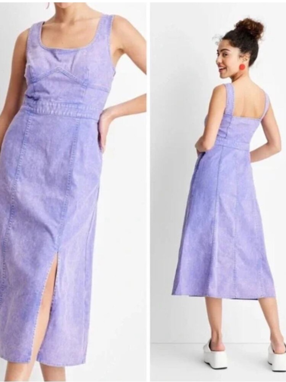 Future Collective Corset Denim Jumper Dress in Lilac, EUC, size 12